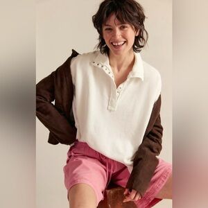NWOT Free People We The Free Camden Henley Pullover, Optic White, Size Small
